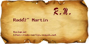 Radó Martin névjegykártya